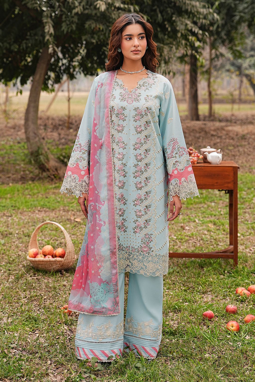 Ramsha | Dhanak Summers | DH-106-Brand:Ramsha-Type:Ladies Clothes-Sky Blue-Lawn-House of Maryam- Buy in UK, USA