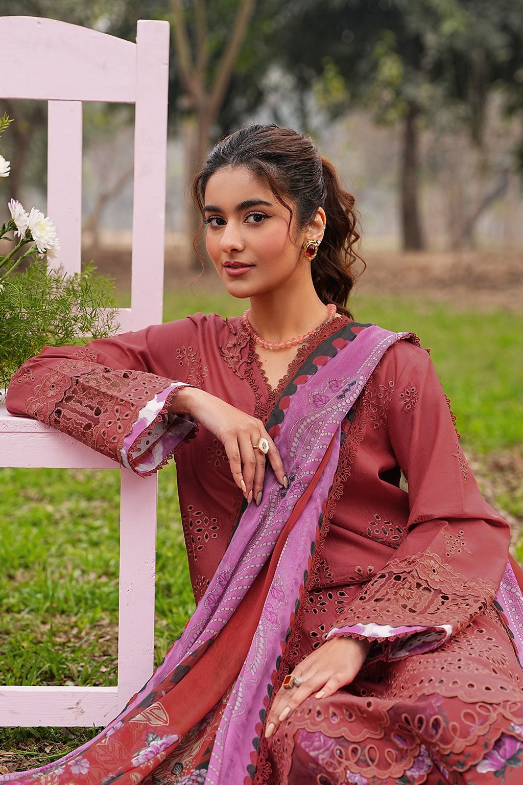 Ramsha | Dhanak Summers | DH-108-Brand:Ramsha-Type:Ladies Clothes-Maroon-Lawn-House of Maryam- Buy in UK, USA