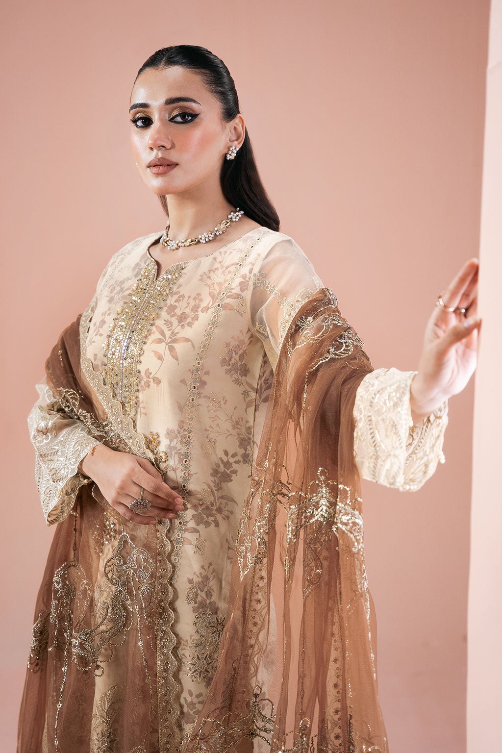 Ramsha | Rangeen Collection | PS-102-Brand:Ramsha-Type:Ladies Clothes-Ivory-Organza-House of Maryam- Buy in UK, USA