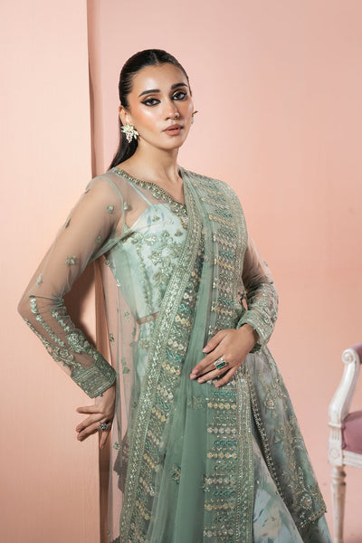 Ramsha | Rangeen Collection | PS-103-Brand:Ramsha-Type:Ladies Clothes-Sage Green-Net-House of Maryam- Buy in UK, USA