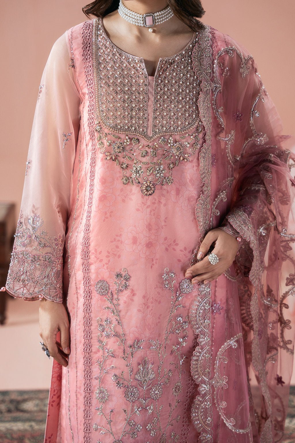 Ramsha | Rangeen Collection | PS-104-Brand:Ramsha-Type:Ladies Clothes-Pink-Organza-House of Maryam- Buy in UK, USA