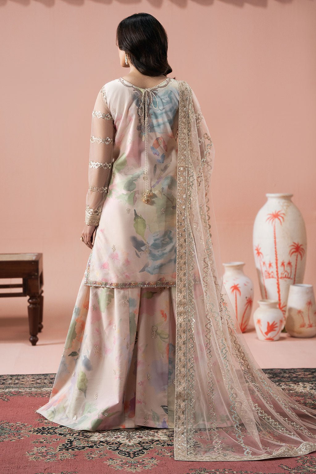 Ramsha | Rangeen Collection | PS-105-Brand:Ramsha-Type:Ladies Clothes-Pale Pink-Net-House of Maryam- Buy in UK, USA