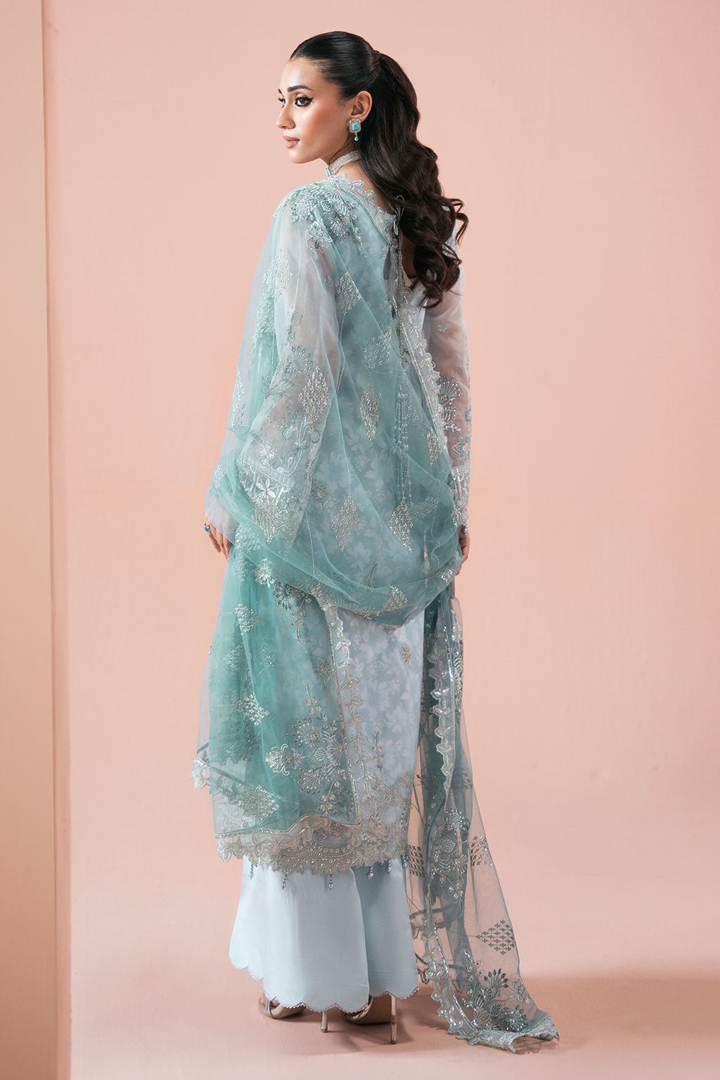 Ramsha | Rangeen Collection | PS-108-Brand:Ramsha-Type:Ladies Clothes-Ice Blue-Organza-House of Maryam- Buy in UK, USA