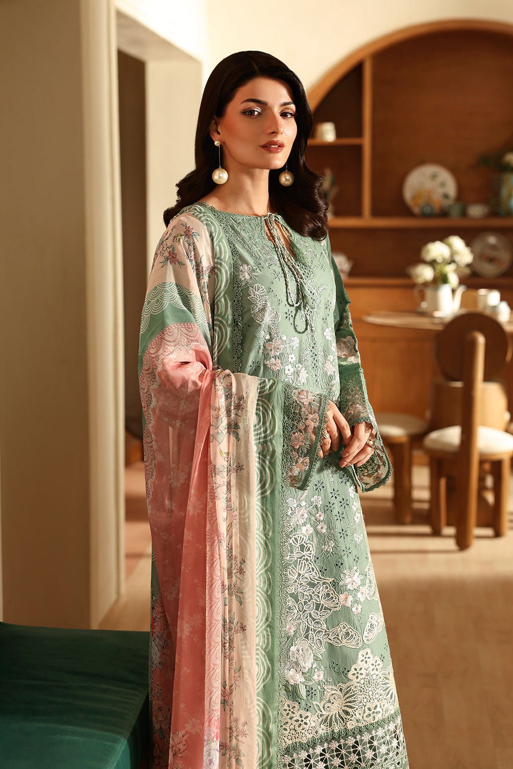 Ramsha | Riwayat Collection | Y-1401-Brand:Ramsha-Type:Ladies Clothes-Sea Green-Lawn-House of Maryam- Buy in UK, USA