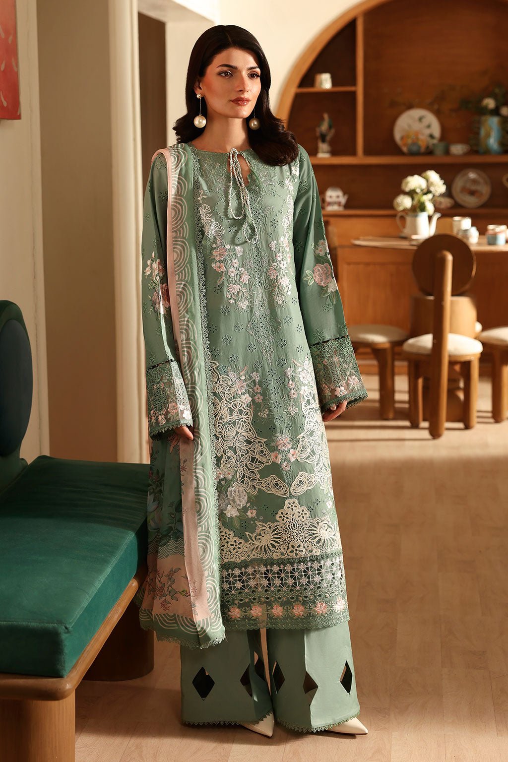 Ramsha | Riwayat Collection | Y-1401-Brand:Ramsha-Type:Ladies Clothes-Sea Green-Lawn-House of Maryam- Buy in UK, USA
