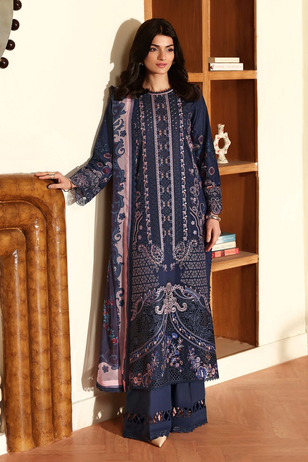 Ramsha | Riwayat Collection | Y-1404-Brand:Ramsha-Type:Ladies Clothes-Midnight Blue-Lawn-House of Maryam- Buy in UK, USA