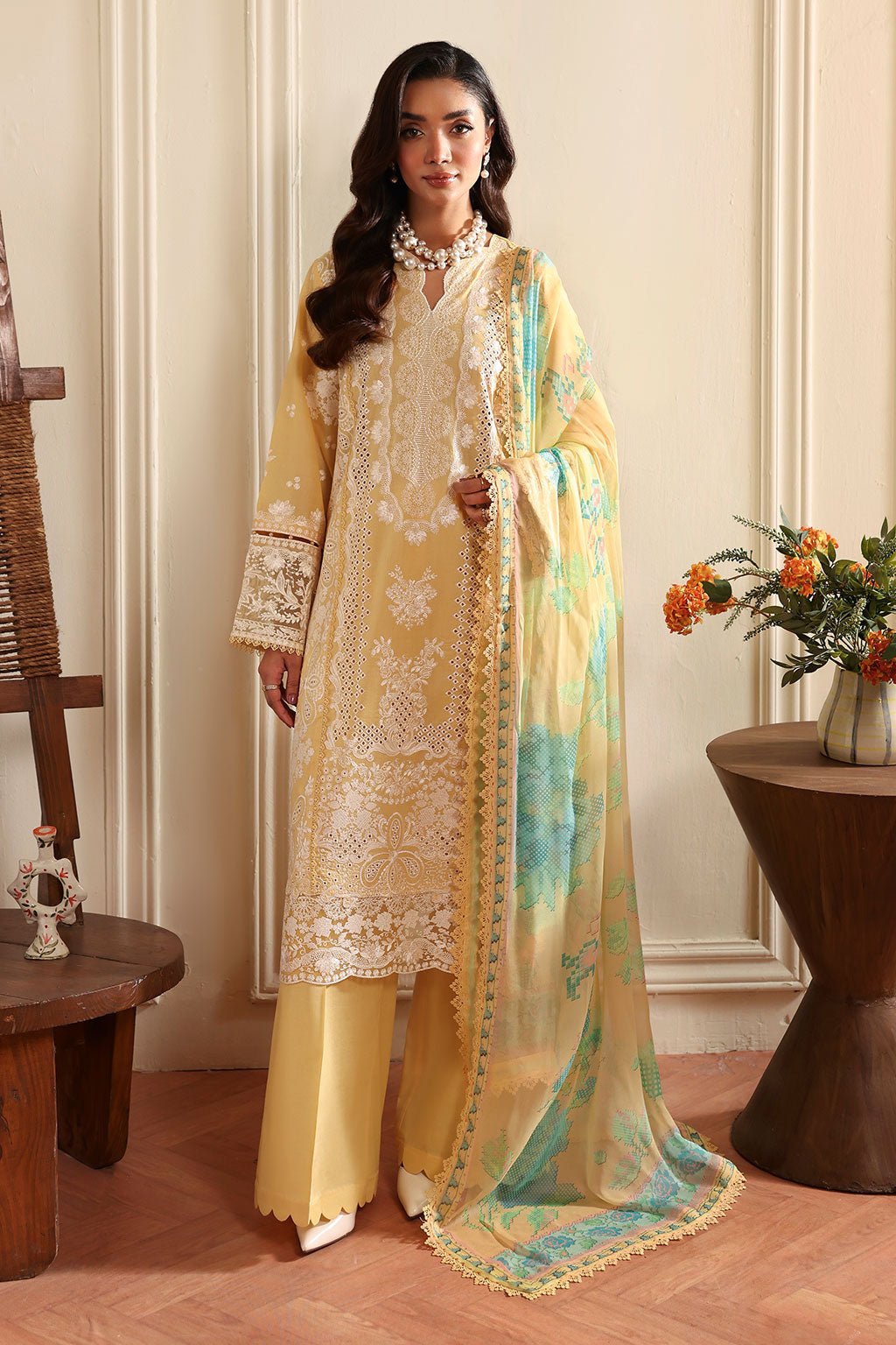Ramsha | Riwayat Collection | Y-1405-Brand:Ramsha-Type:Ladies Clothes-Pale Yellow-Lawn-House of Maryam- Buy in UK, USA