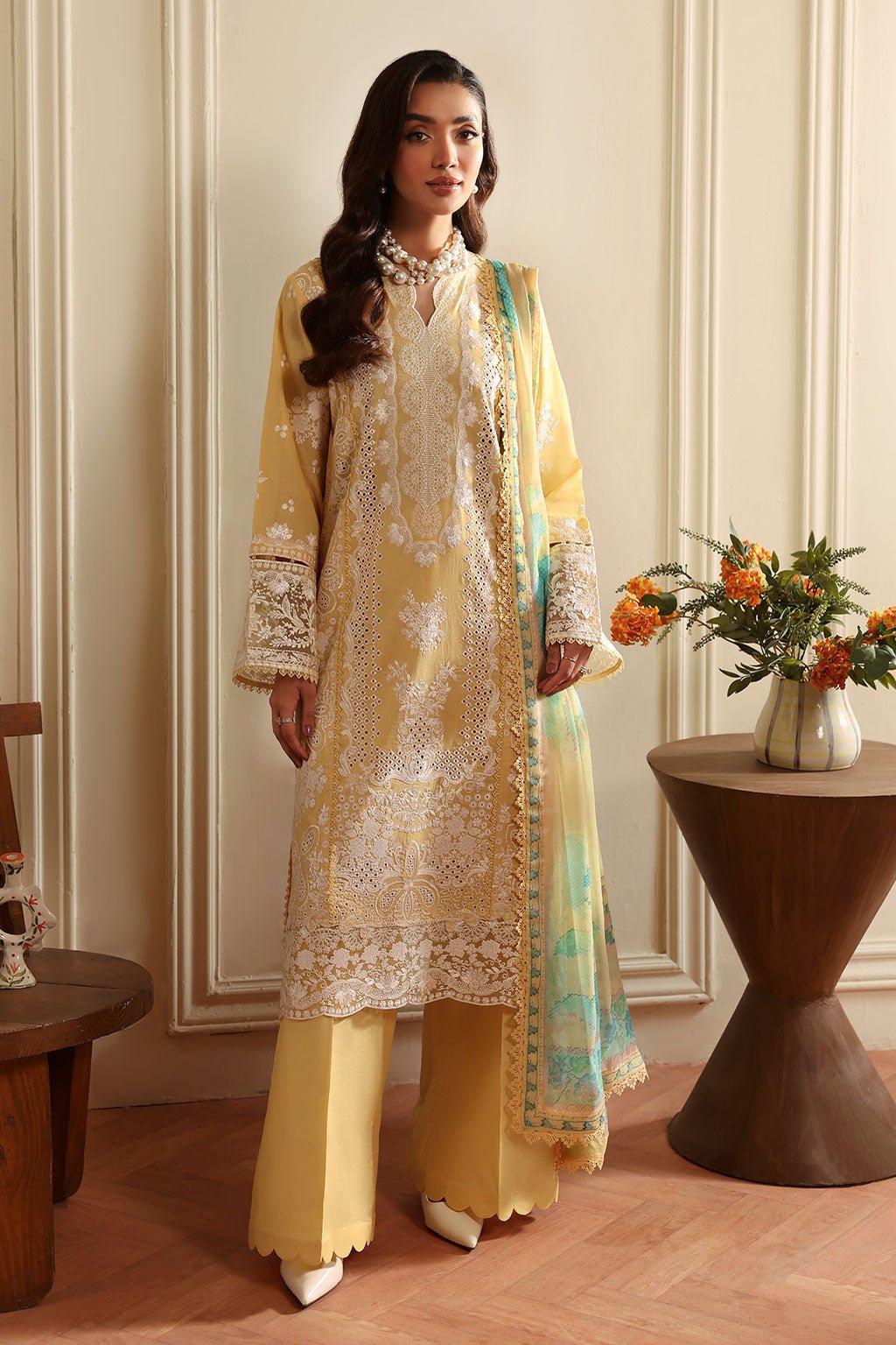 Ramsha | Riwayat Collection | Y-1405-Brand:Ramsha-Type:Ladies Clothes-Pale Yellow-Lawn-House of Maryam- Buy in UK, USA