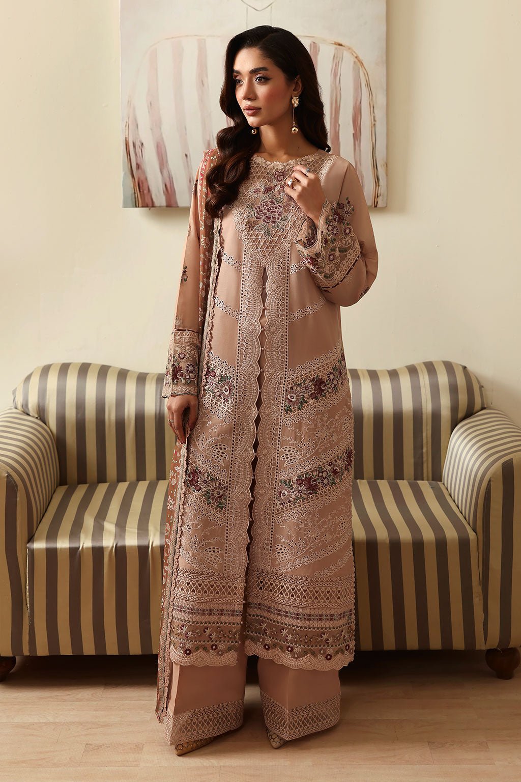 Ramsha | Riwayat Collection | Y-1409-Brand:Ramsha-Type:Ladies Clothes-Powder Peach-Lawn-House of Maryam- Buy in UK, USA