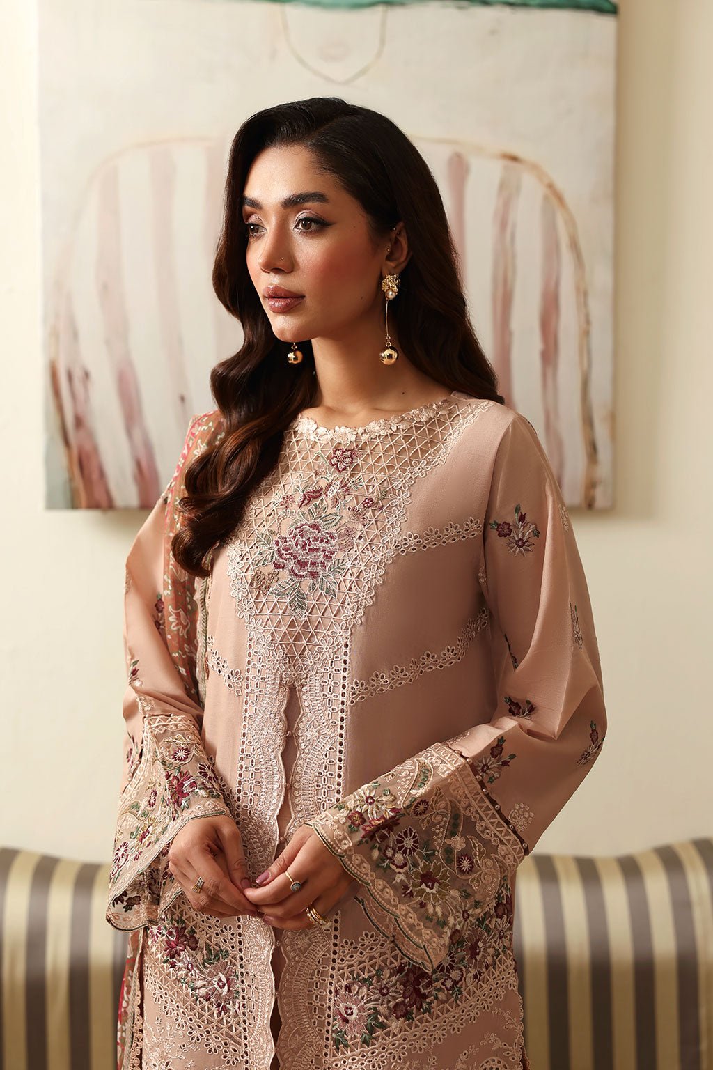 Ramsha | Riwayat Collection | Y-1409-Brand:Ramsha-Type:Ladies Clothes-Powder Peach-Lawn-House of Maryam- Buy in UK, USA