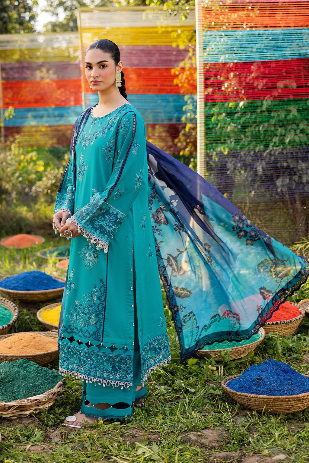 Ramsha | Riwayat Lawn Collection | Y-1201-Brand:Ramsha-Type:Ladies Clothes-Teal-Lawn-House of Maryam- Buy in UK, USA