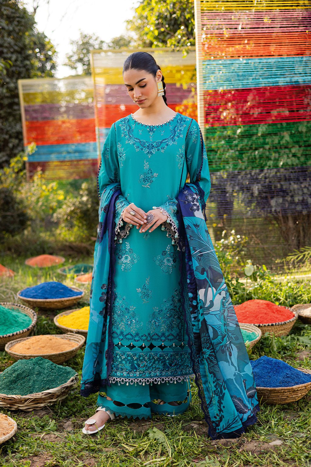 Ramsha | Riwayat Lawn Collection | Y-1201-Brand:Ramsha-Type:Ladies Clothes-Teal-Lawn-House of Maryam- Buy in UK, USA