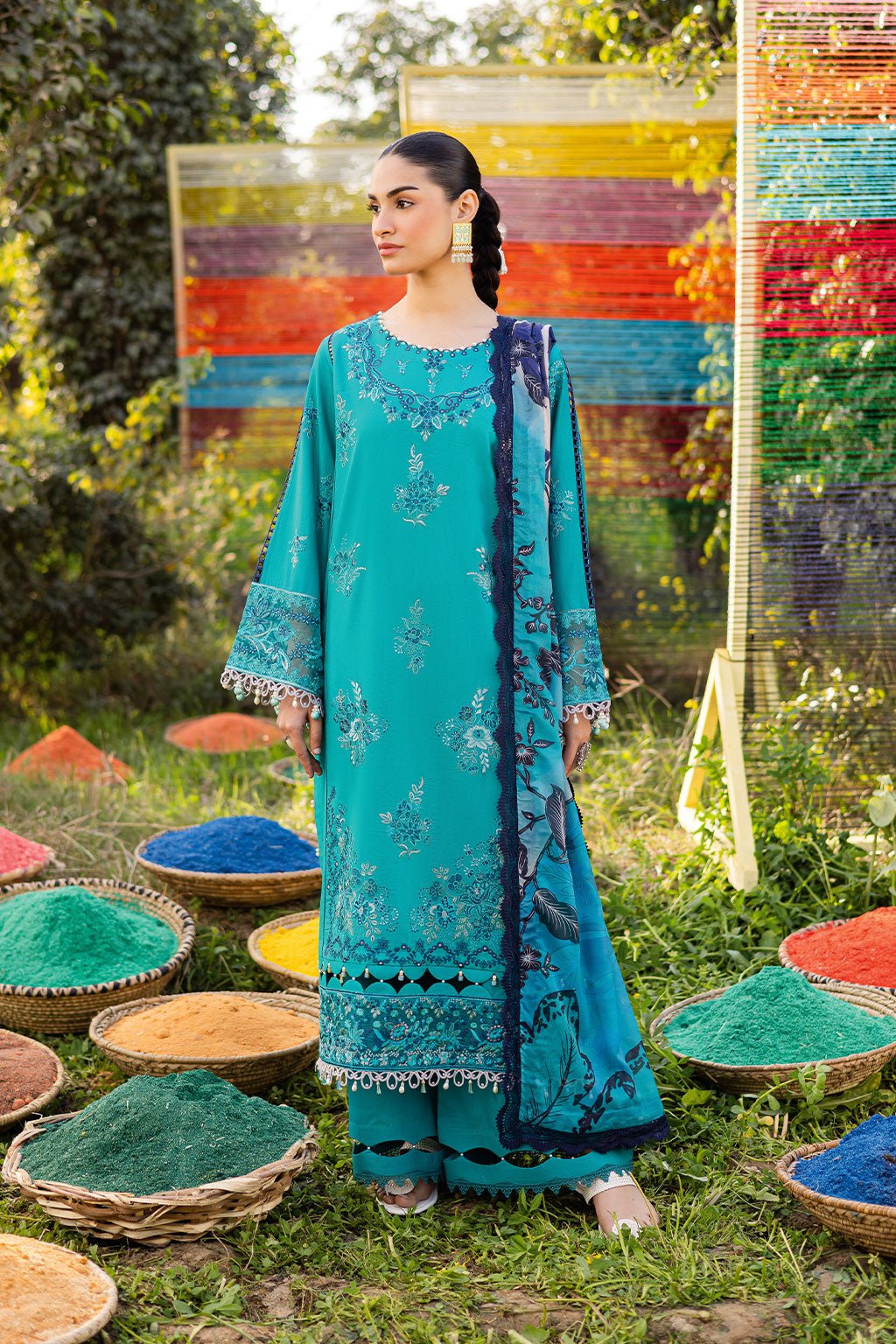 Ramsha | Riwayat Lawn Collection | Y-1201-Brand:Ramsha-Type:Ladies Clothes-Teal-Lawn-House of Maryam- Buy in UK, USA