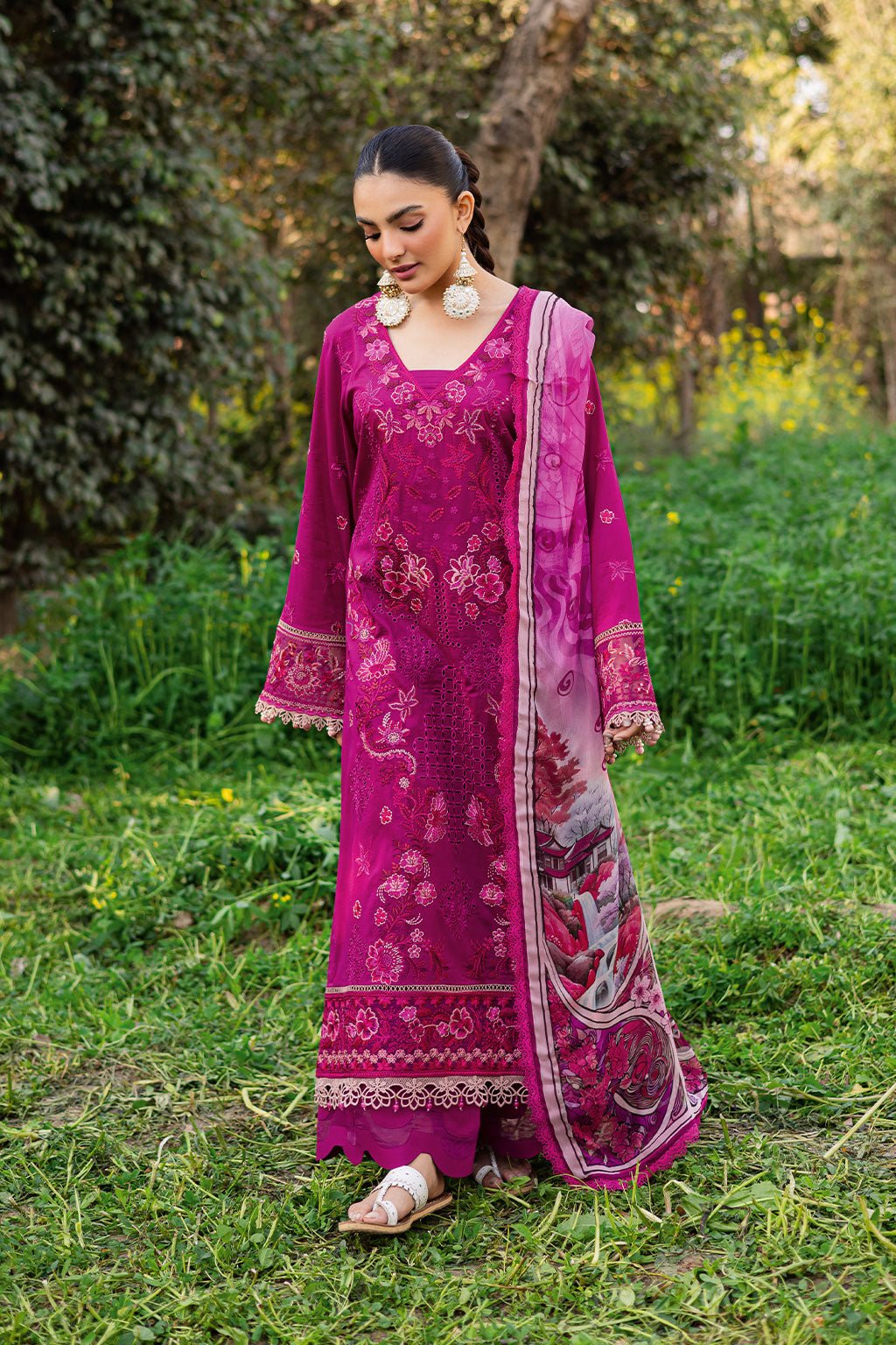 Ramsha | Riwayat Lawn Collection | Y-1202-Brand:Ramsha-Type:Ladies Clothes-Magenta-Lawn-House of Maryam- Buy in UK, USA