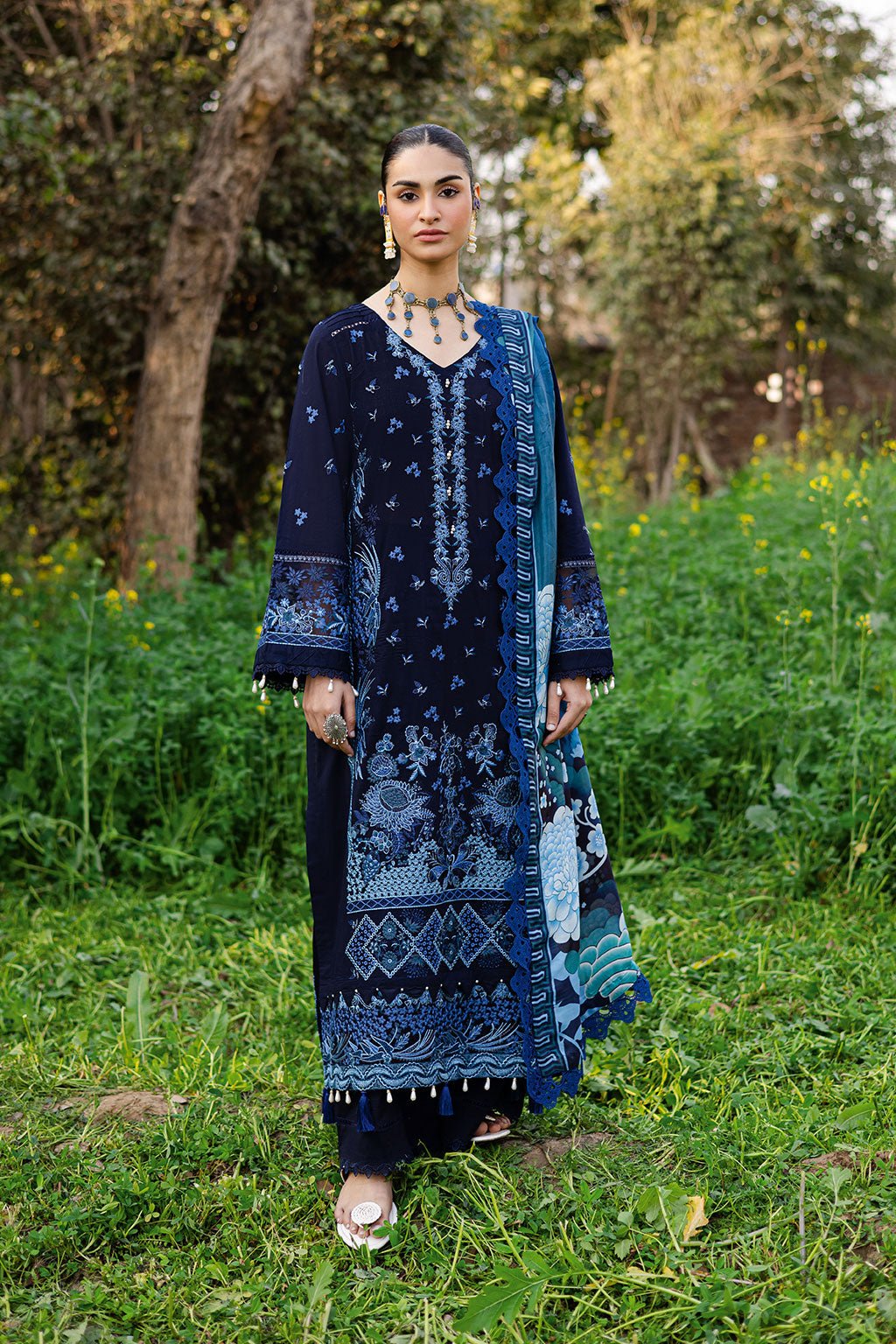 Ramsha | Riwayat Lawn Collection | Y-1203-Brand:Ramsha-Type:Ladies Clothes-Deep Blue-Lawn-House of Maryam- Buy in UK, USA