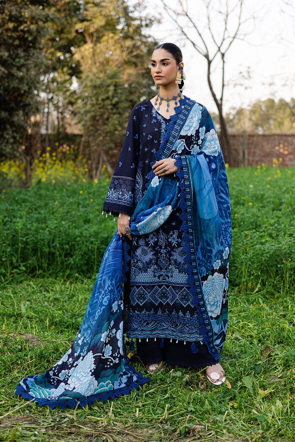 Ramsha | Riwayat Lawn Collection | Y-1203-Brand:Ramsha-Type:Ladies Clothes-Deep Blue-Lawn-House of Maryam- Buy in UK, USA