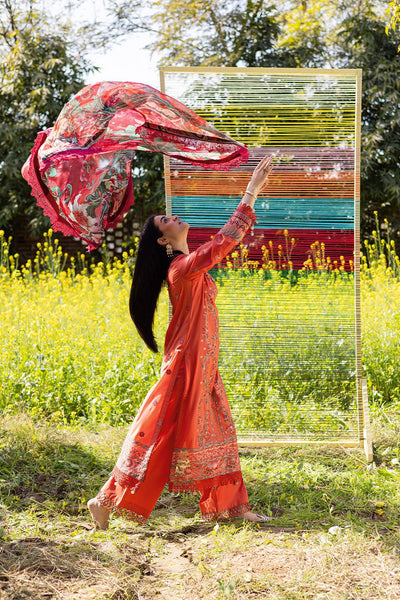 Ramsha | Riwayat Lawn Collection | Y-1205-Brand:Ramsha-Type:Ladies Clothes-Pinkish Orange-Lawn-House of Maryam- Buy in UK, USA