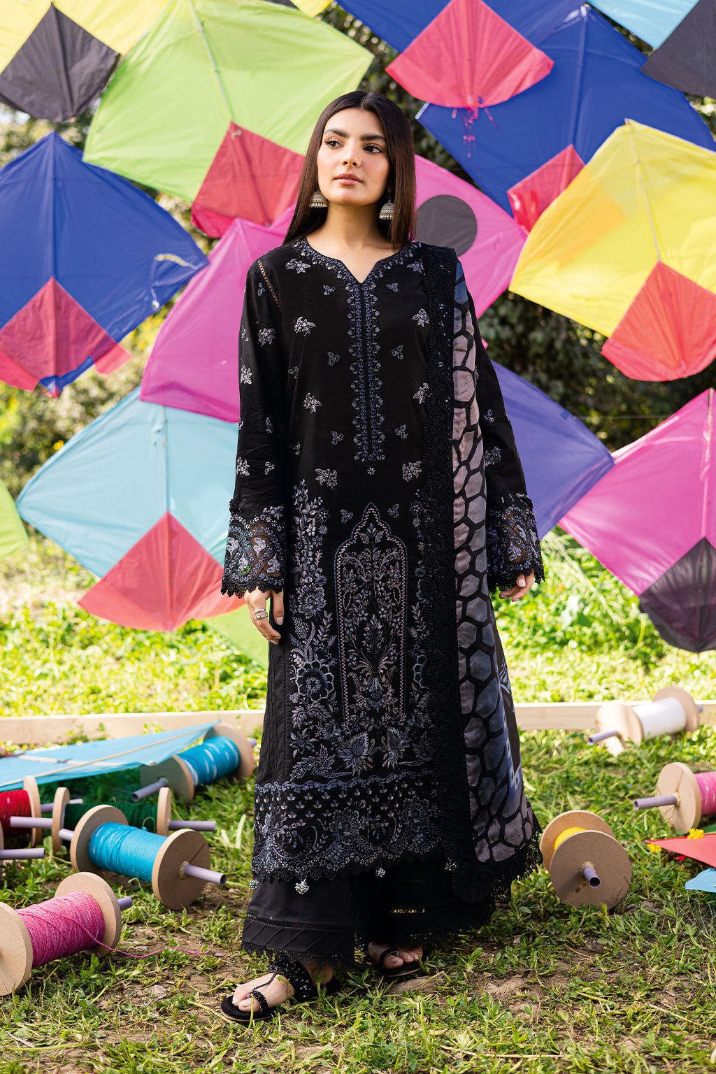 Ramsha | Riwayat Lawn Collection | Y-1208-Brand:Ramsha-Type:Ladies Clothes-Black-Lawn-House of Maryam- Buy in UK, USA