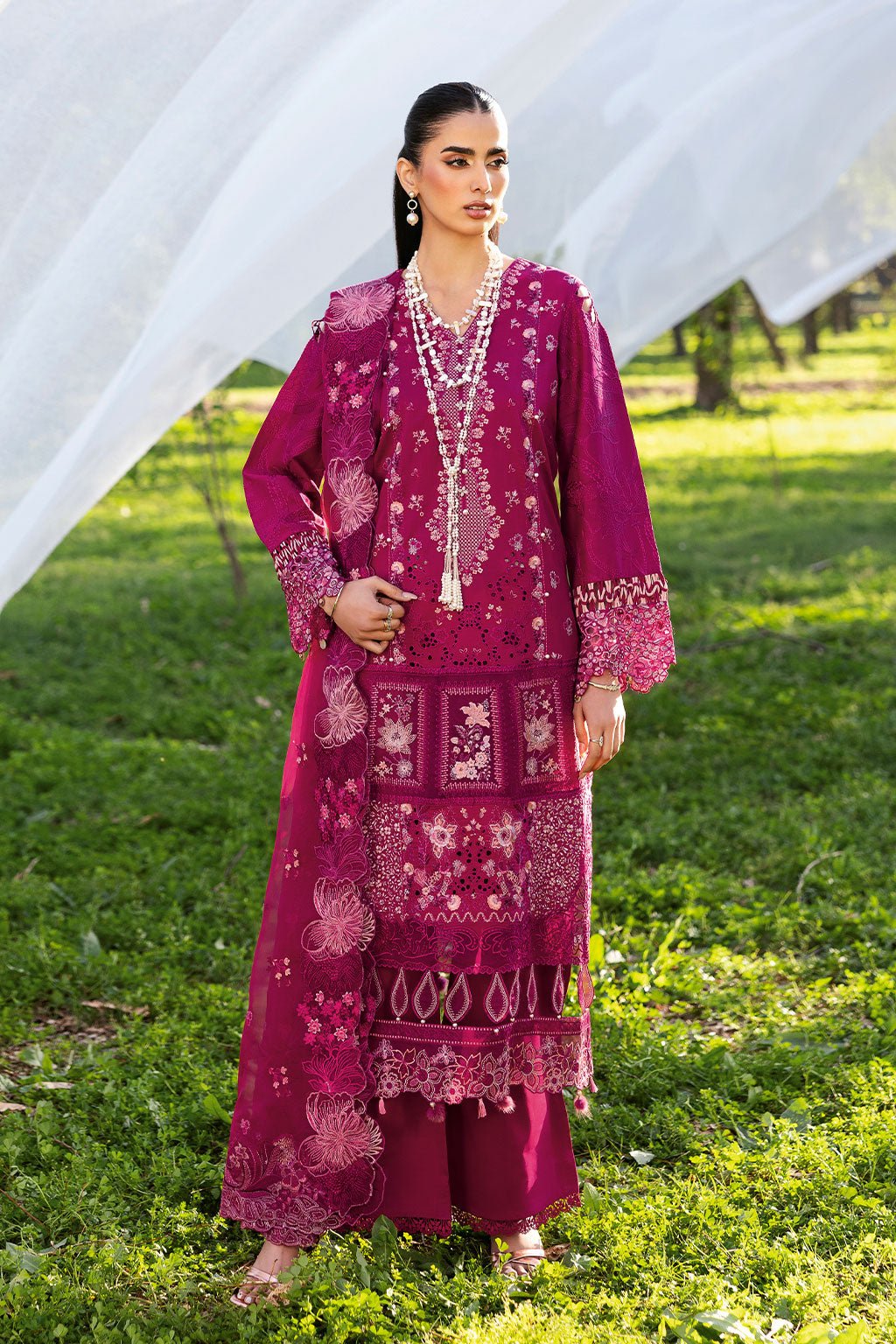 Ramsha | Riwayat Lawn Collection | Y-1301-Brand:Ramsha-Type:Ladies Clothes-Magenta-Lawn-House of Maryam- Buy in UK, USA