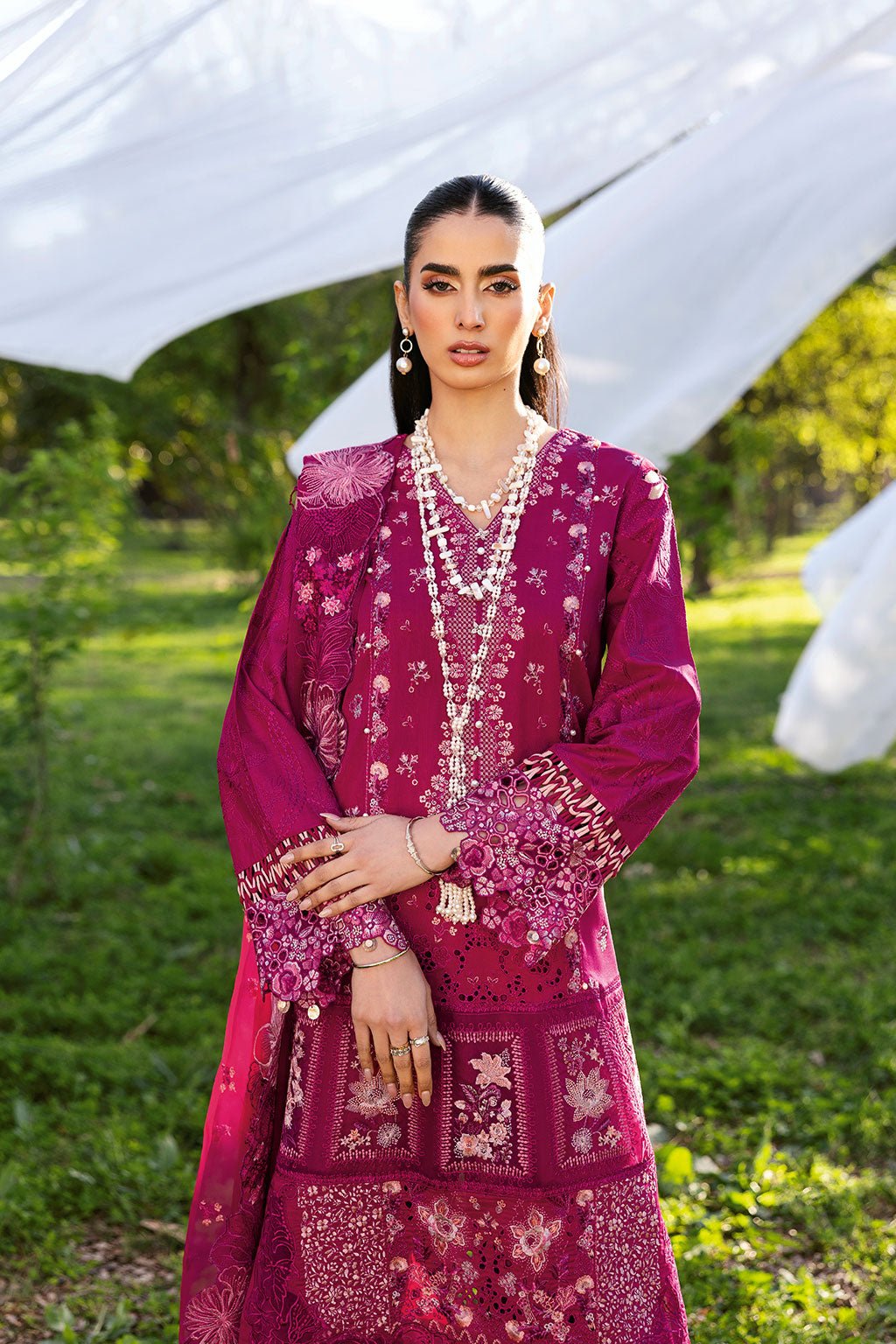 Ramsha | Riwayat Lawn Collection | Y-1301-Brand:Ramsha-Type:Ladies Clothes-Magenta-Lawn-House of Maryam- Buy in UK, USA