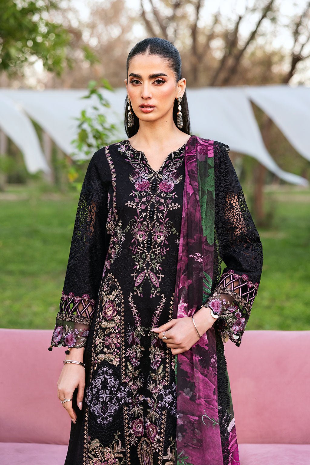 Ramsha | Riwayat Lawn Collection | Y-1302-Brand:Ramsha-Type:Ladies Clothes-Black-Lawn-House of Maryam- Buy in UK, USA