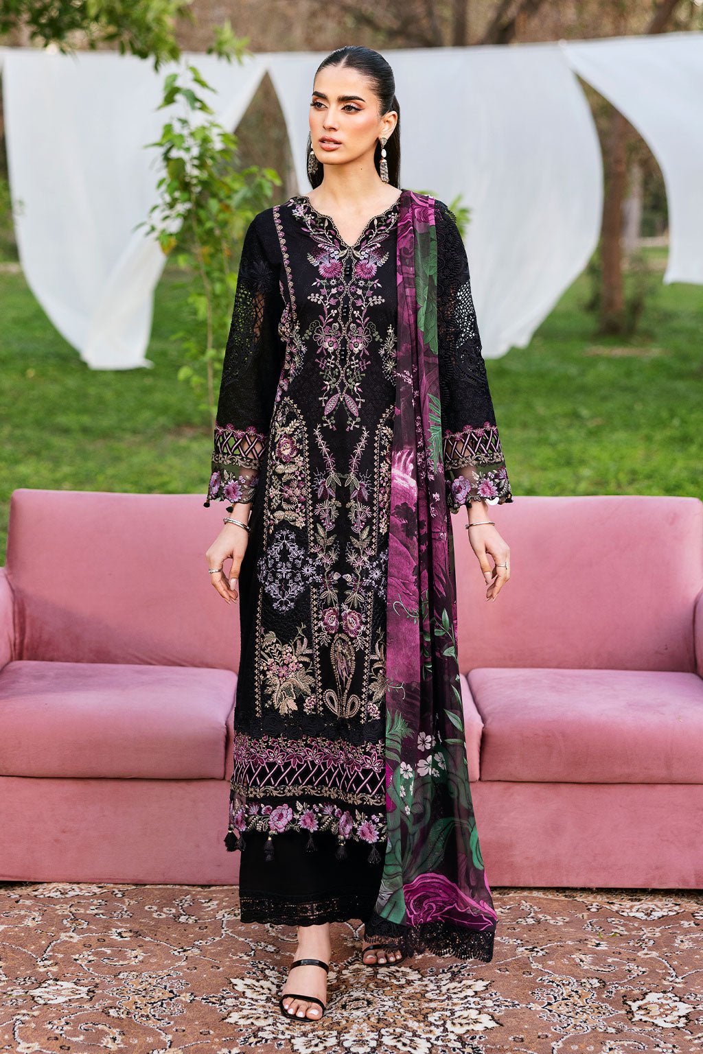 Ramsha | Riwayat Lawn Collection | Y-1302-Brand:Ramsha-Type:Ladies Clothes-Black-Lawn-House of Maryam- Buy in UK, USA