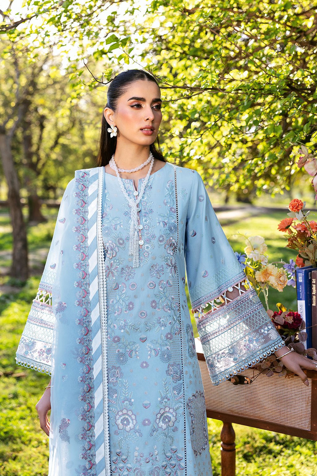Ramsha | Riwayat Lawn Collection | Y-1306-Brand:Ramsha-Type:Ladies Clothes-Light Blue-Lawn-House of Maryam- Buy in UK, USA