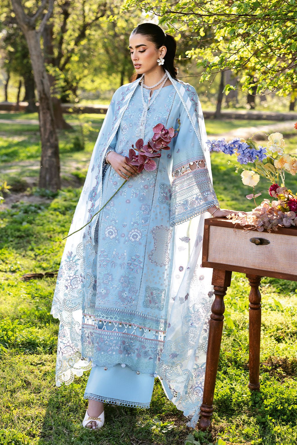 Ramsha | Riwayat Lawn Collection | Y-1306-Brand:Ramsha-Type:Ladies Clothes-Light Blue-Lawn-House of Maryam- Buy in UK, USA