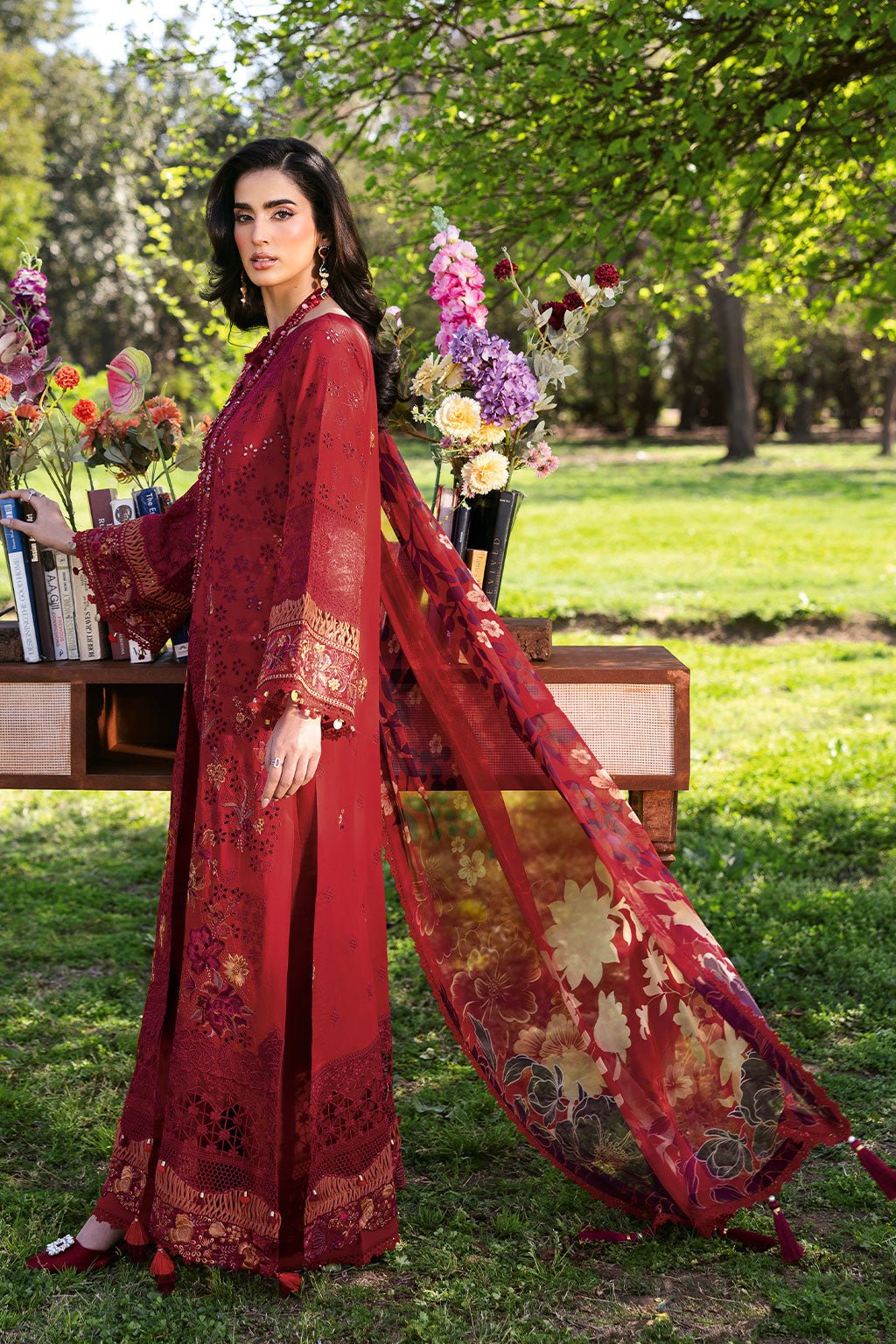 Ramsha | Riwayat Lawn Collection | Y-1309-Brand:Ramsha-Type:Ladies Clothes-Haute Red-Lawn-House of Maryam- Buy in UK, USA