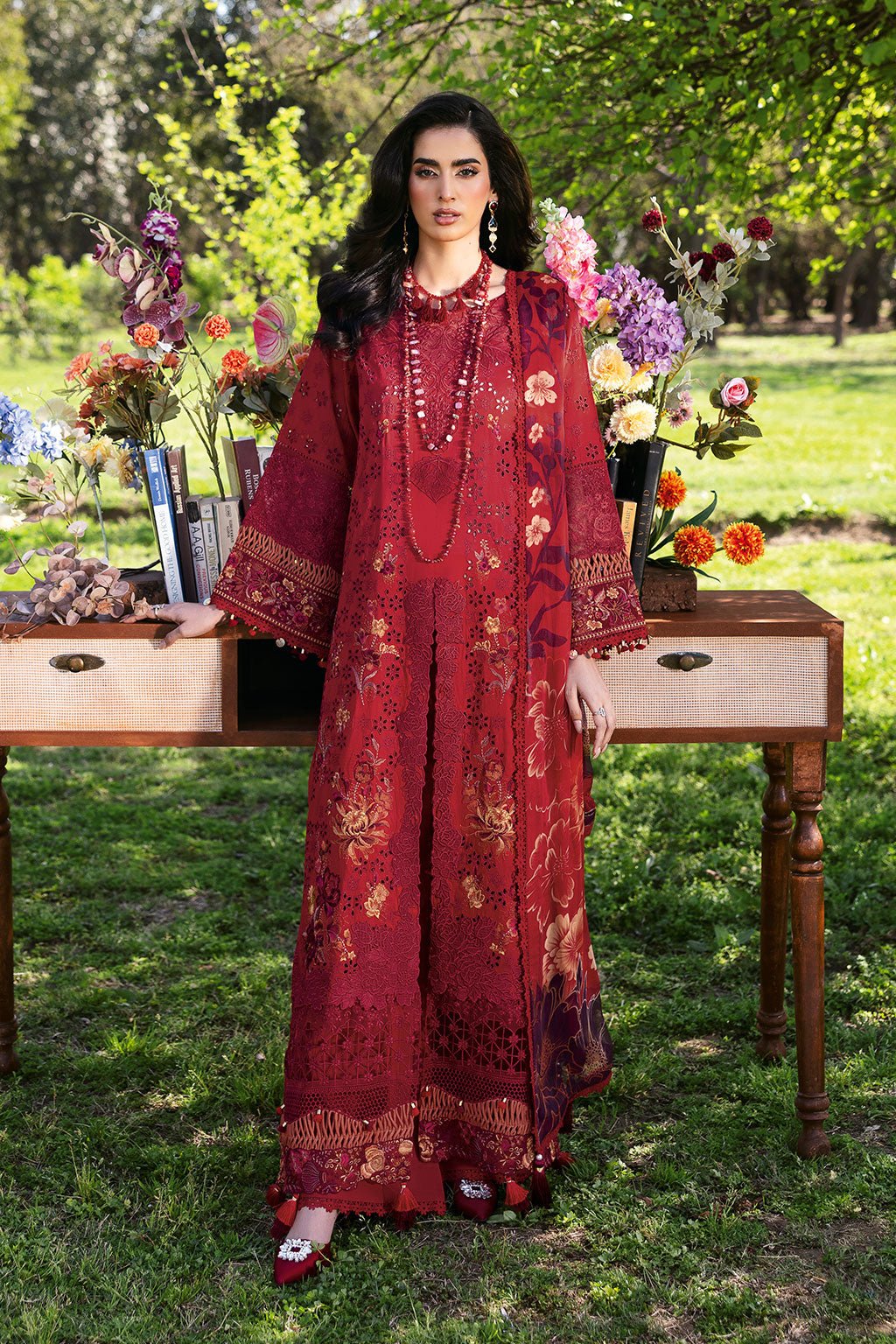 Ramsha | Riwayat Lawn Collection | Y-1309-Brand:Ramsha-Type:Ladies Clothes-Haute Red-Lawn-House of Maryam- Buy in UK, USA