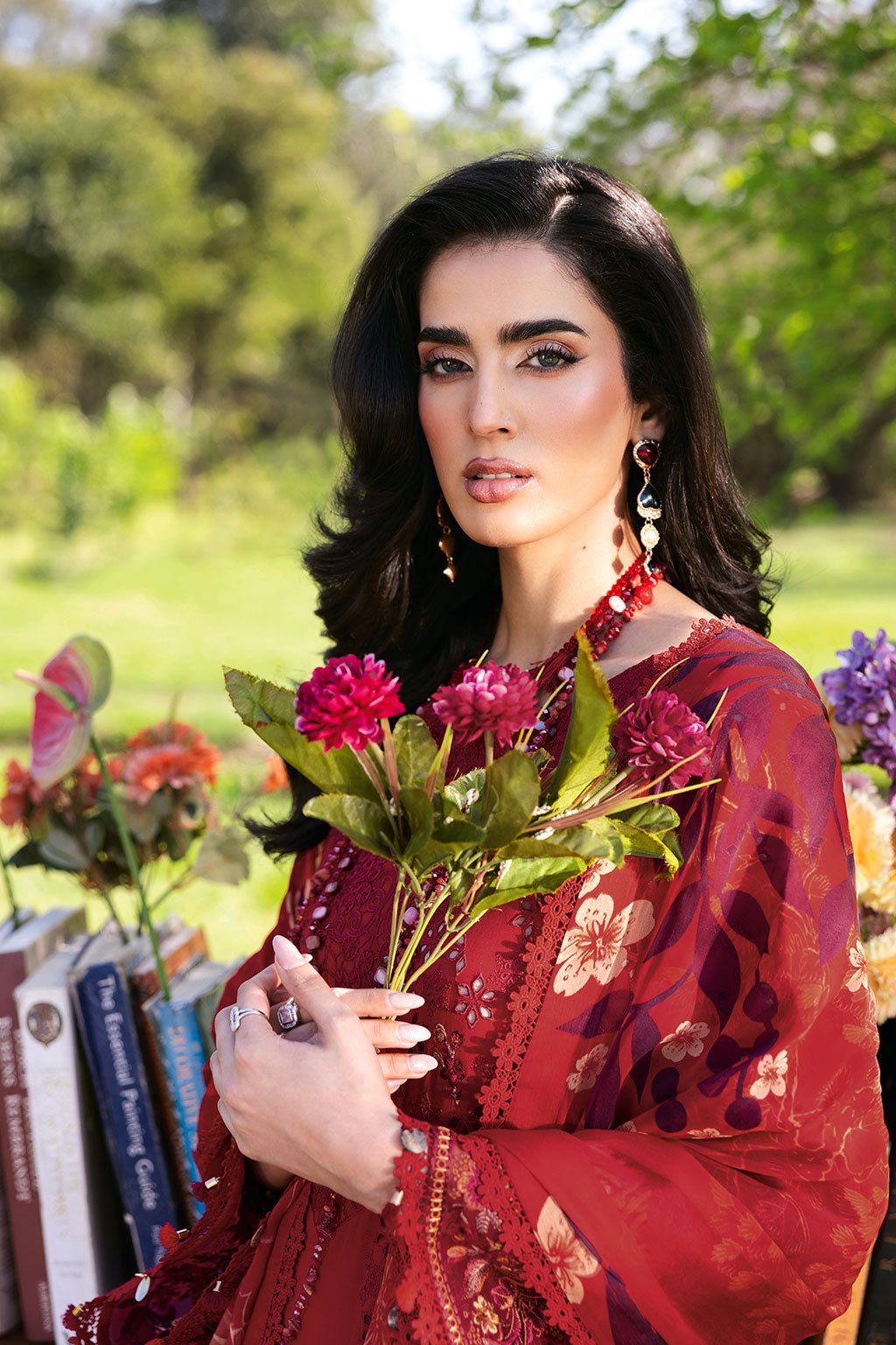 Ramsha | Riwayat Lawn Collection | Y-1309-Brand:Ramsha-Type:Ladies Clothes-Haute Red-Lawn-House of Maryam- Buy in UK, USA