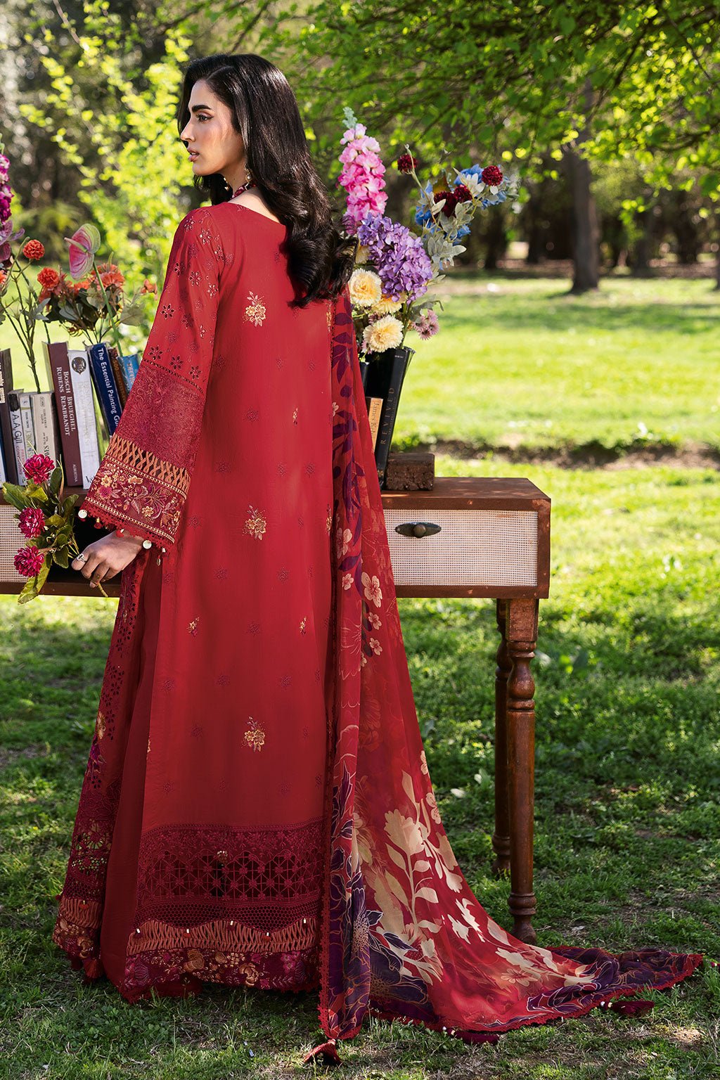 Ramsha | Riwayat Lawn Collection | Y-1309-Brand:Ramsha-Type:Ladies Clothes-Haute Red-Lawn-House of Maryam- Buy in UK, USA