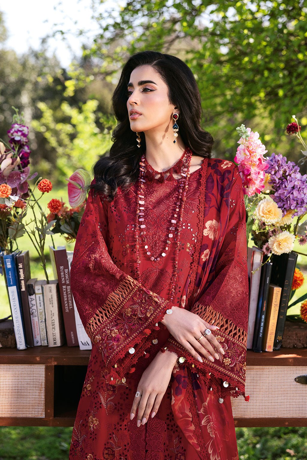 Ramsha | Riwayat Lawn Collection | Y-1309-Brand:Ramsha-Type:Ladies Clothes-Haute Red-Lawn-House of Maryam- Buy in UK, USA