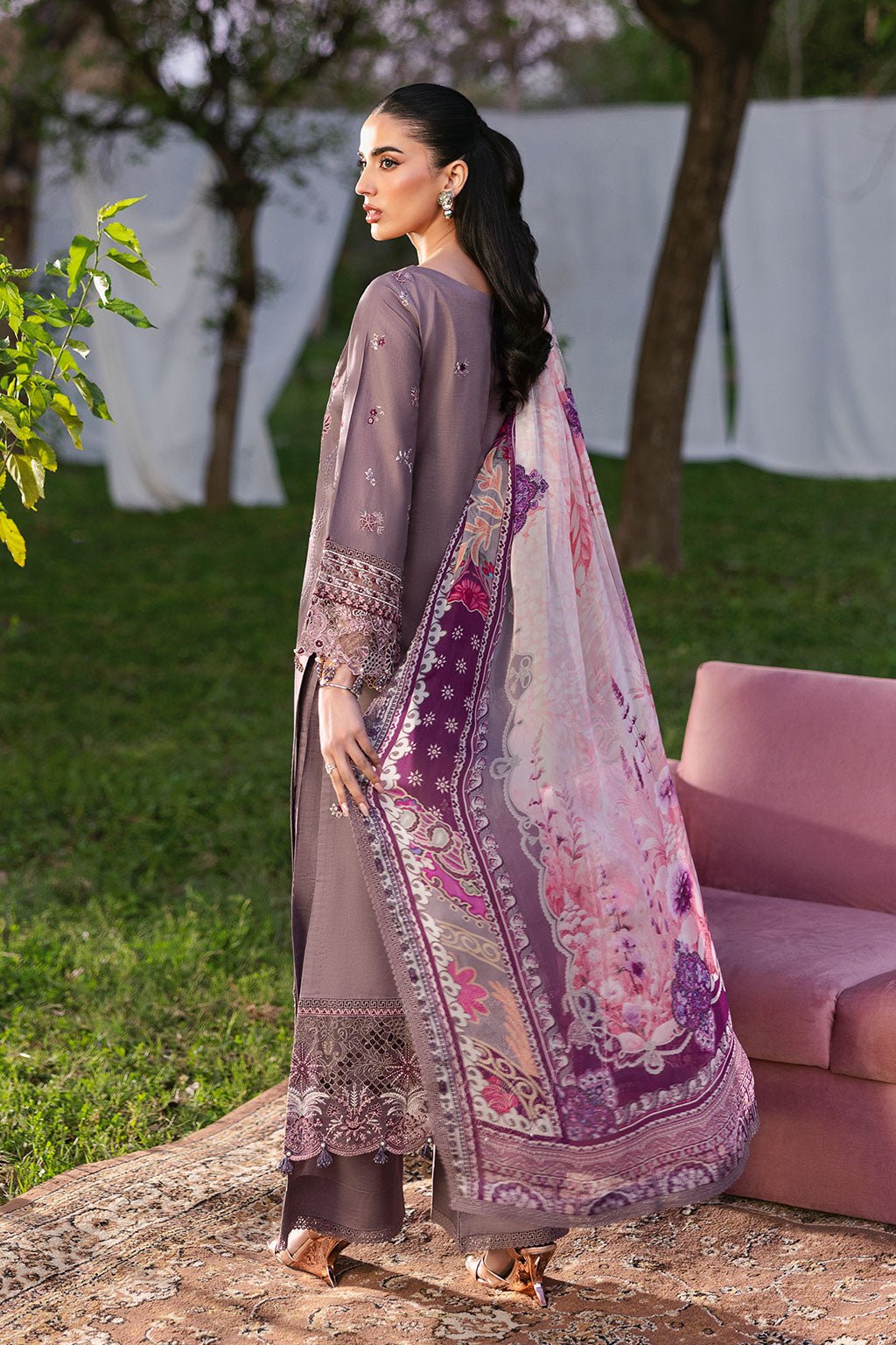 Ramsha | Riwayat Lawn Collection | Y-1310-Brand:Ramsha-Type:Ladies Clothes-Purplish Gray-Lawn-House of Maryam- Buy in UK, USA