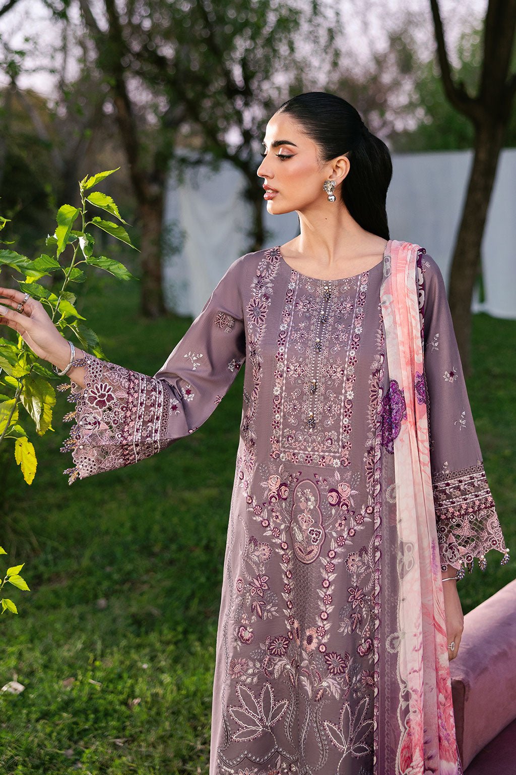 Ramsha | Riwayat Lawn Collection | Y-1310-Brand:Ramsha-Type:Ladies Clothes-Purplish Gray-Lawn-House of Maryam- Buy in UK, USA