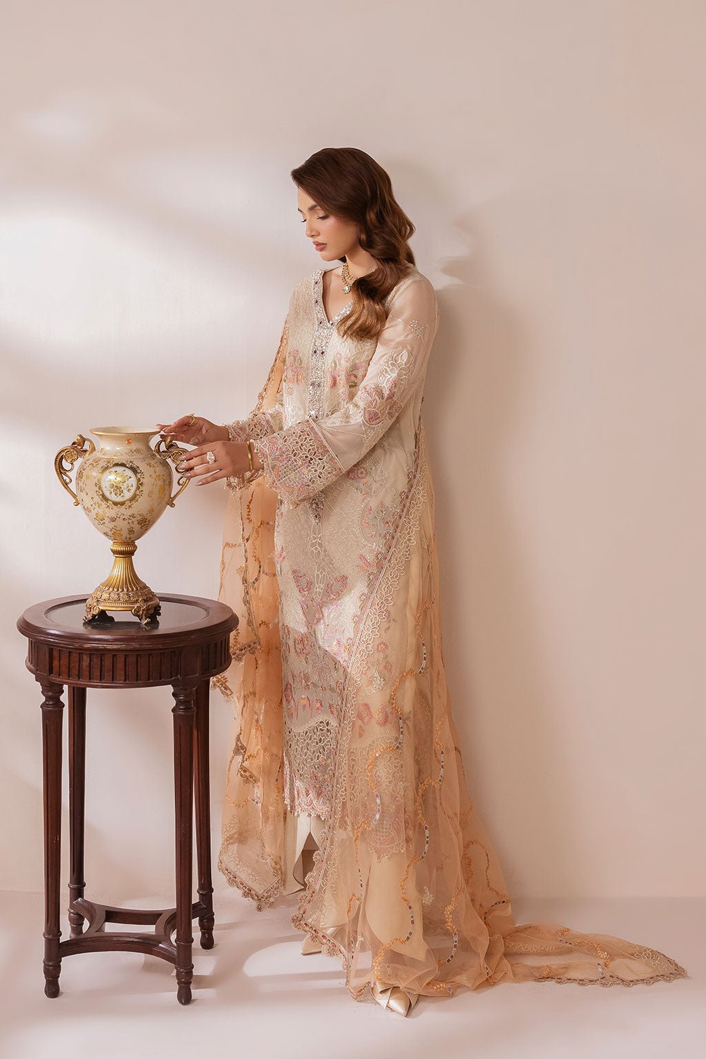 Ramsha | Satrangi 26 | ST-102-Brand:Ramsha-Type:Ladies Clothes-Pale Yellow-Chiffon-House of Maryam- Buy in UK, USA