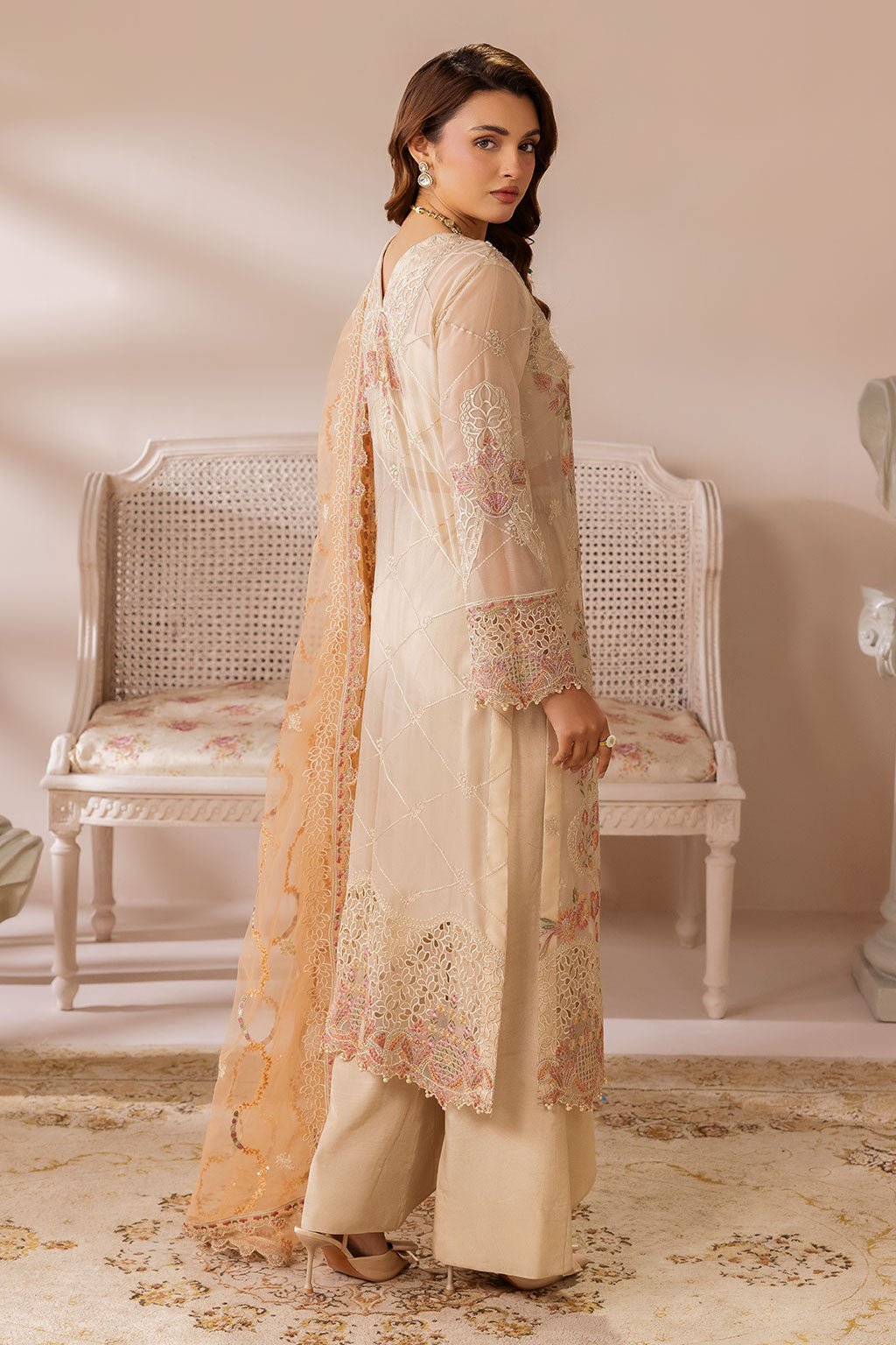 Ramsha | Satrangi 26 | ST-102-Brand:Ramsha-Type:Ladies Clothes-Pale Yellow-Chiffon-House of Maryam- Buy in UK, USA