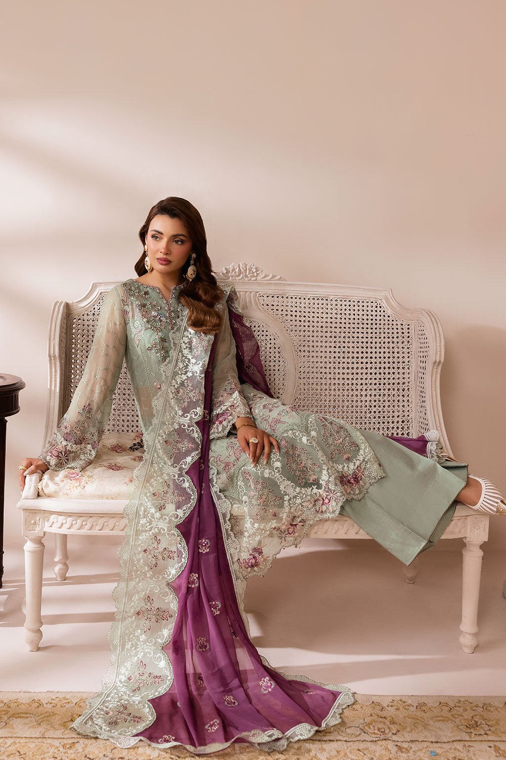 Ramsha | Satrangi 26 | ST-104-Brand:Ramsha-Type:Ladies Clothes-Mint Green-Chiffon-House of Maryam- Buy in UK, USA