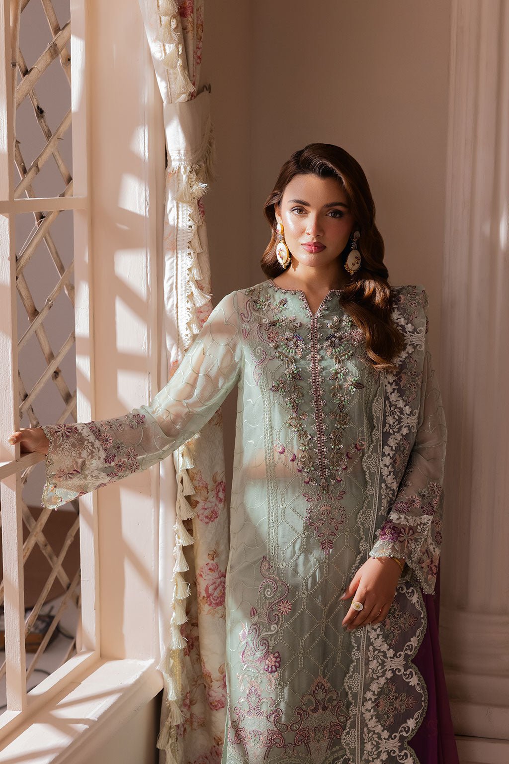 Ramsha | Satrangi 26 | ST-104-Brand:Ramsha-Type:Ladies Clothes-Mint Green-Chiffon-House of Maryam- Buy in UK, USA