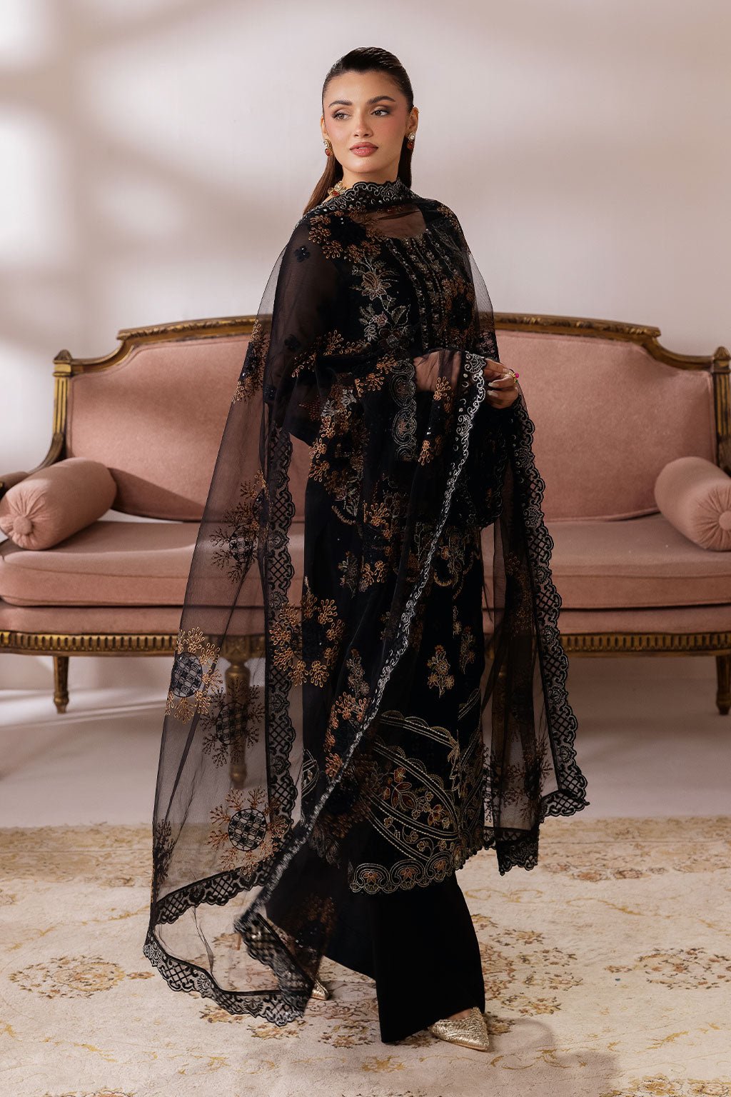 Ramsha | Satrangi 26 | ST-105-Brand:Ramsha-Type:Ladies Clothes-Black-Chiffon-House of Maryam- Buy in UK, USA