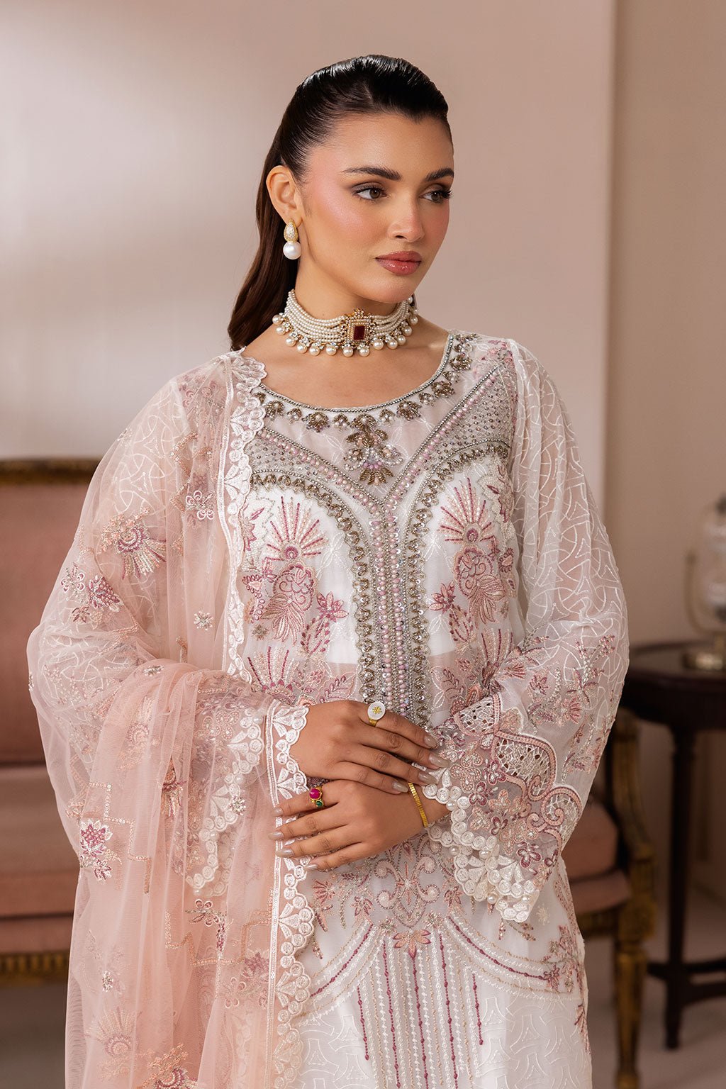 Ramsha | Satrangi 26 | ST-106-Brand:Ramsha-Type:Ladies Clothes-White-Chiffon-House of Maryam- Buy in UK, USA