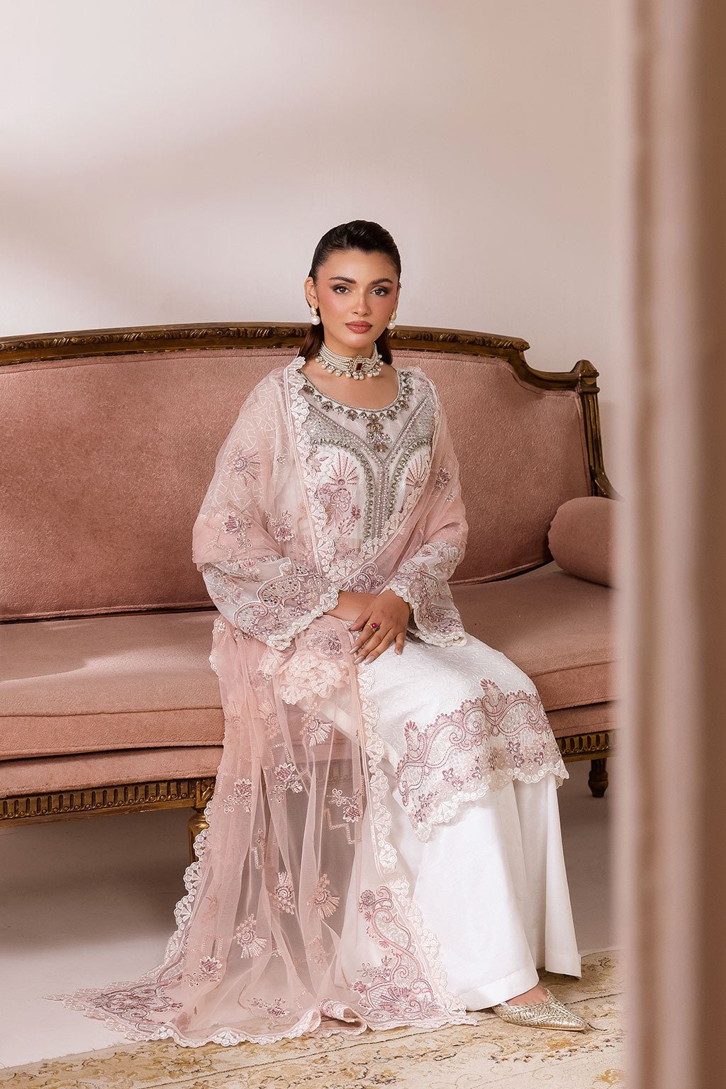 Ramsha | Satrangi 26 | ST-106-Brand:Ramsha-Type:Ladies Clothes-White-Chiffon-House of Maryam- Buy in UK, USA