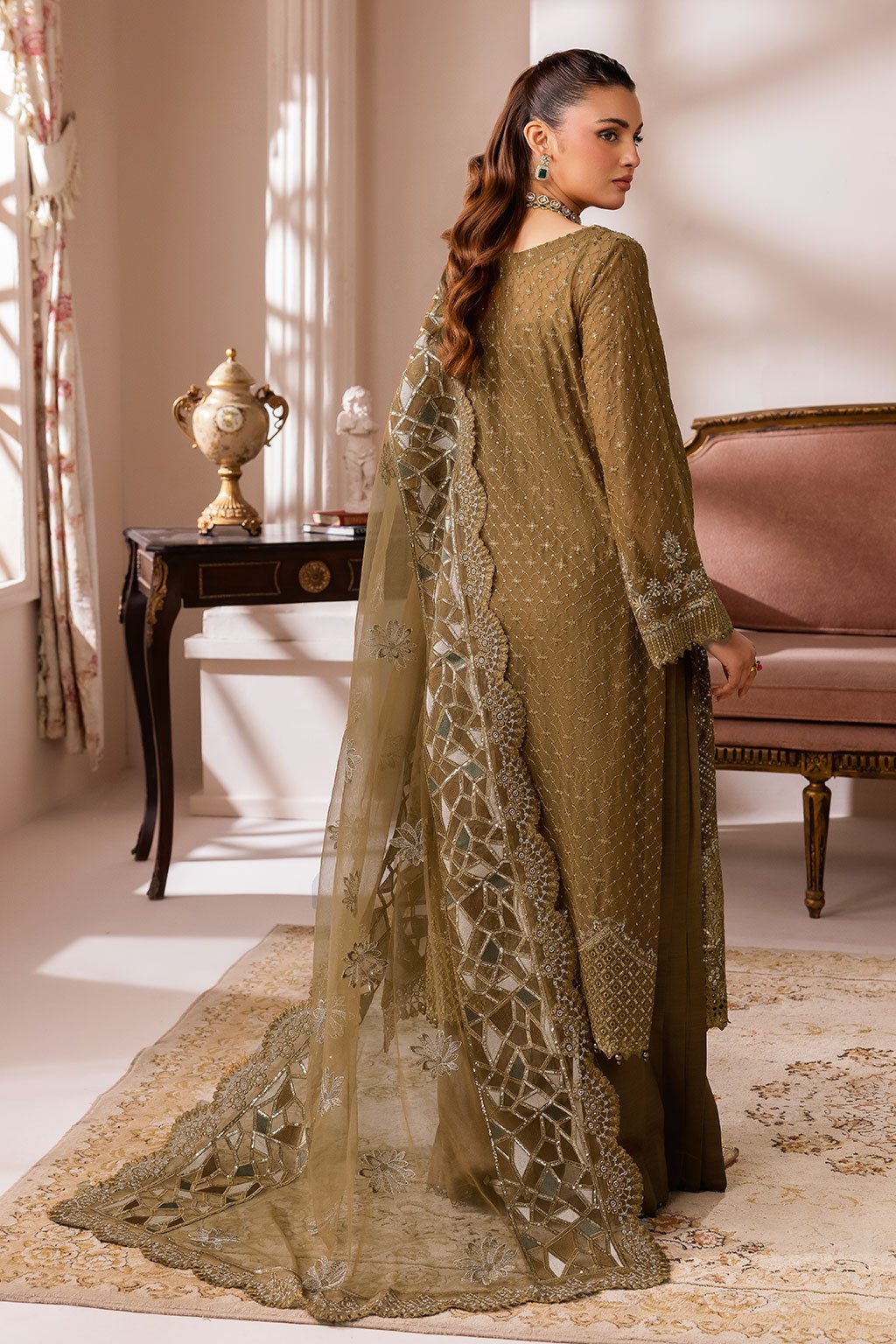 Ramsha | Satrangi 26 | ST-107-Brand:Ramsha-Type:Ladies Clothes-Brown-Chiffon-House of Maryam- Buy in UK, USA