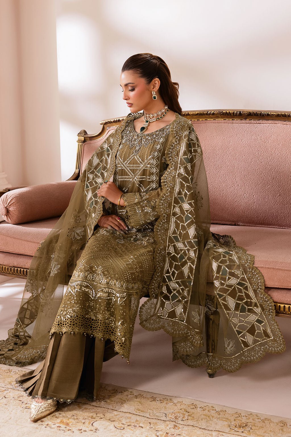 Ramsha | Satrangi 26 | ST-107-Brand:Ramsha-Type:Ladies Clothes-Brown-Chiffon-House of Maryam- Buy in UK, USA