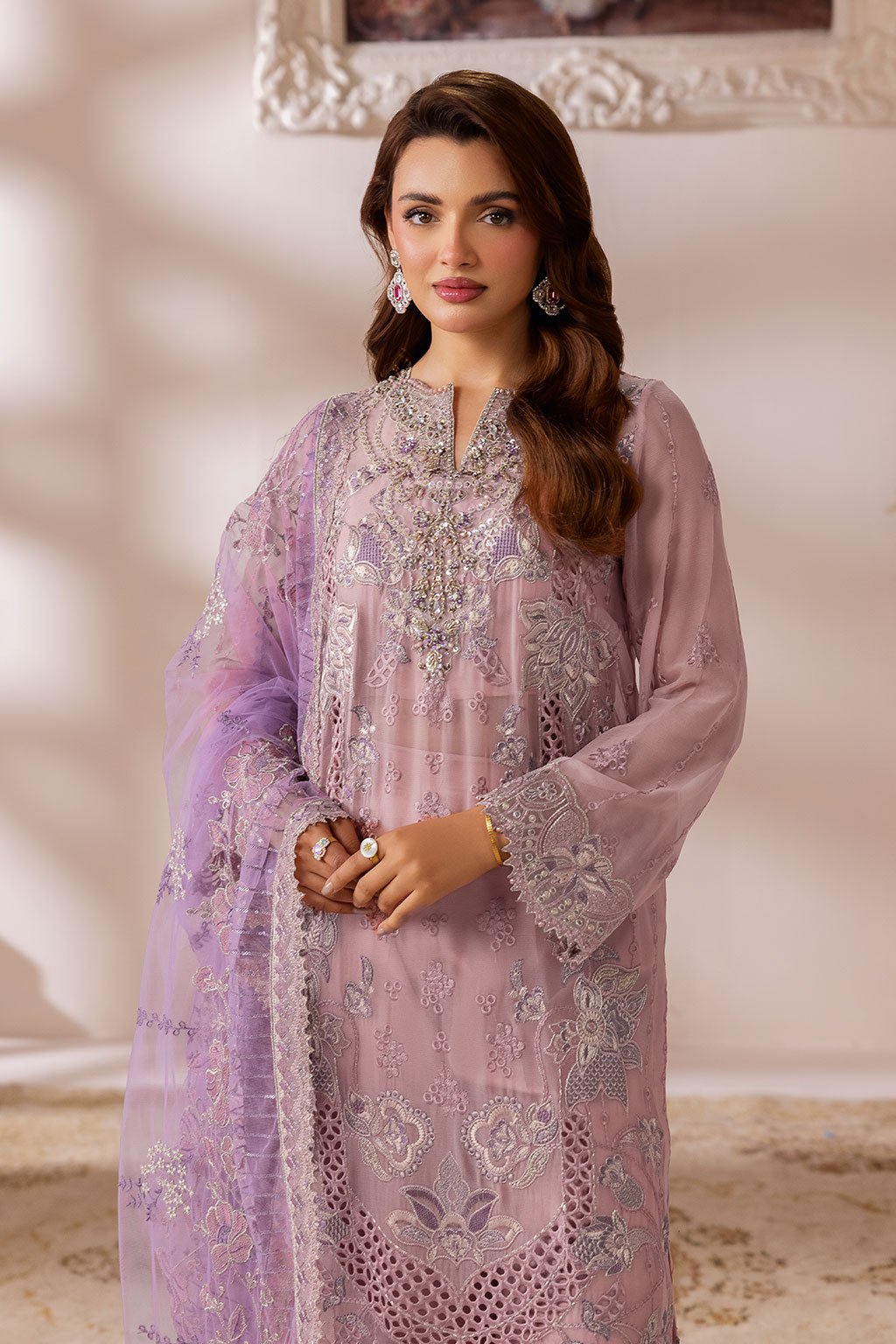 Ramsha | Satrangi 26 | ST-108-Brand:Ramsha-Type:Ladies Clothes-Lilac-Chiffon-House of Maryam- Buy in UK, USA