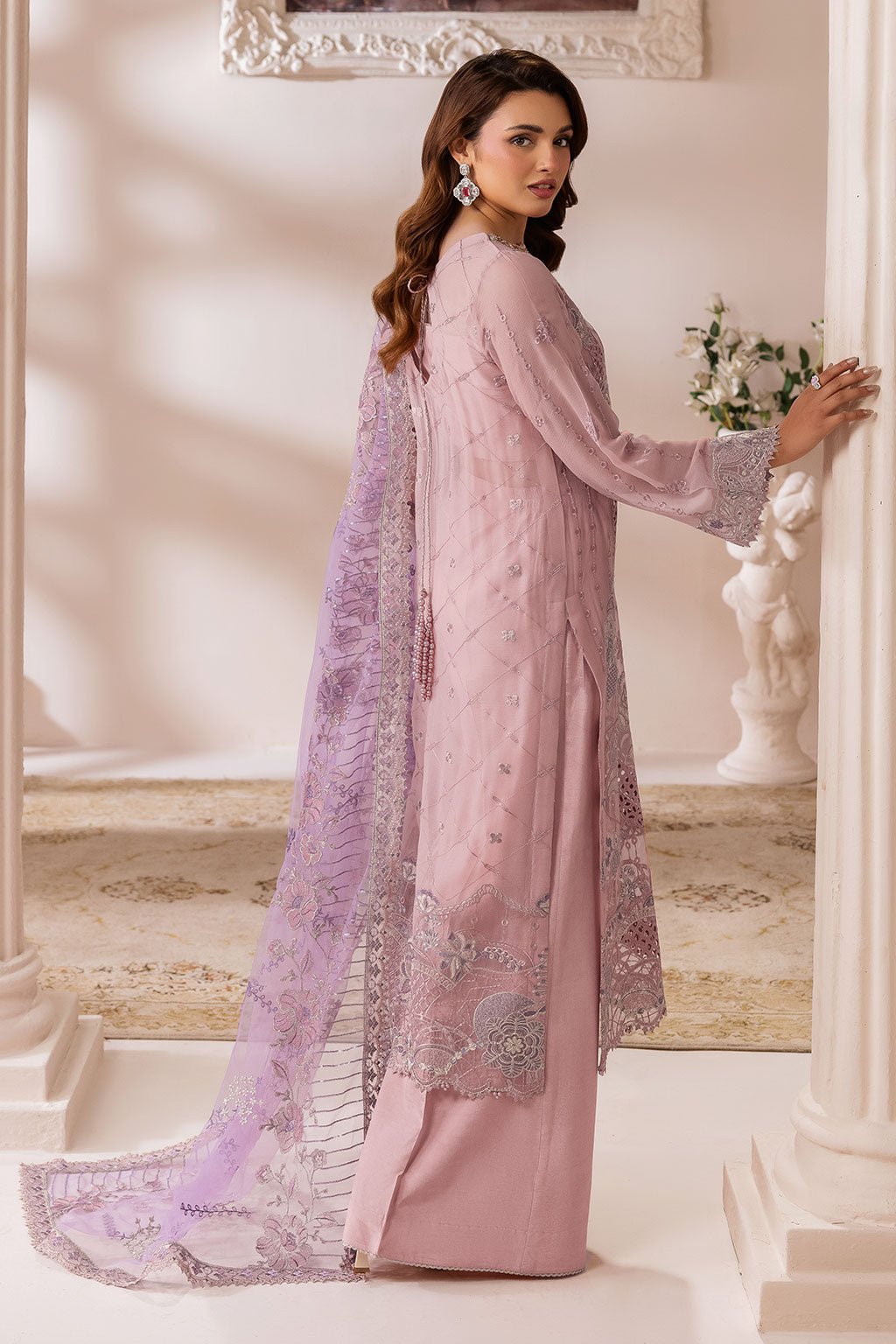 Ramsha | Satrangi 26 | ST-108-Brand:Ramsha-Type:Ladies Clothes-Lilac-Chiffon-House of Maryam- Buy in UK, USA