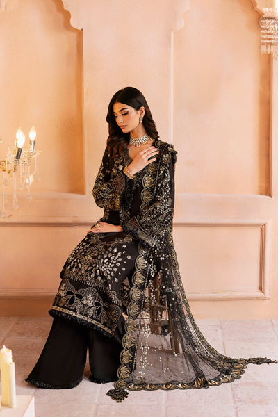 Ramsha | Shehnai Formals | SS-105-Brand:Ramsha-Type:Ladies Clothes-Black-Raw Silk-House of Maryam- Buy in UK, USA