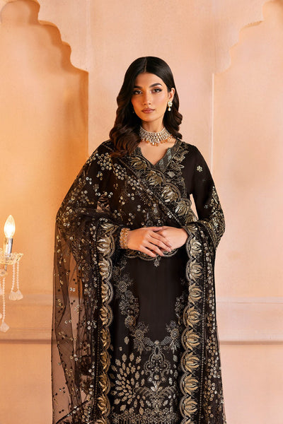 Ramsha | Shehnai Formals | SS-105-Brand:Ramsha-Type:Ladies Clothes-Black-Raw Silk-House of Maryam- Buy in UK, USA