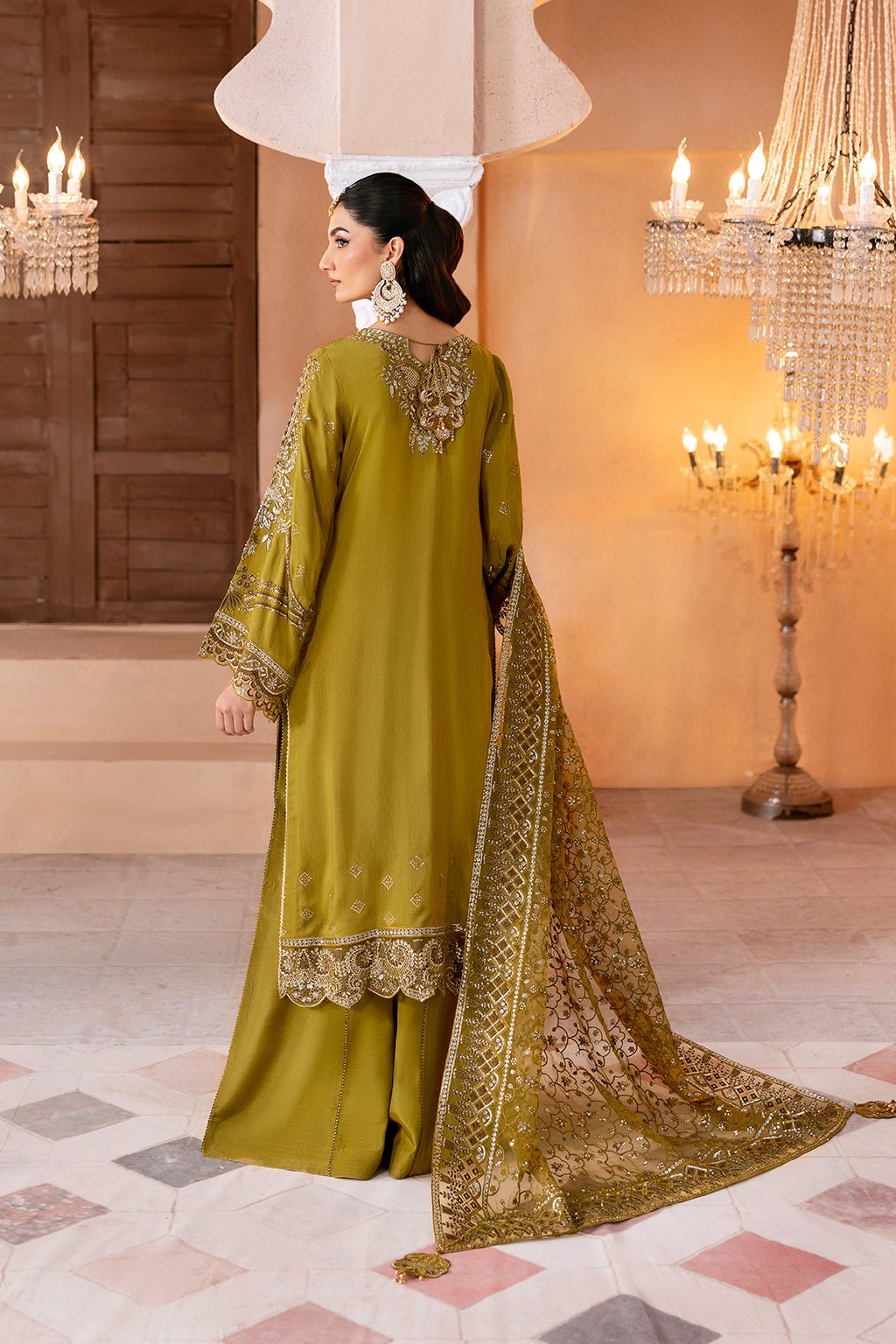 Ramsha | Shehnai Formals | SS-106-Brand:Ramsha-Type:Ladies Clothes-mendhi-Raw Silk-House of Maryam- Buy in UK, USA