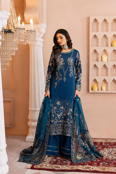 Ramsha | Shehnai Formals | SS-107-Brand:Ramsha-Type:Ladies Clothes-Navy-Raw Silk-House of Maryam- Buy in UK, USA